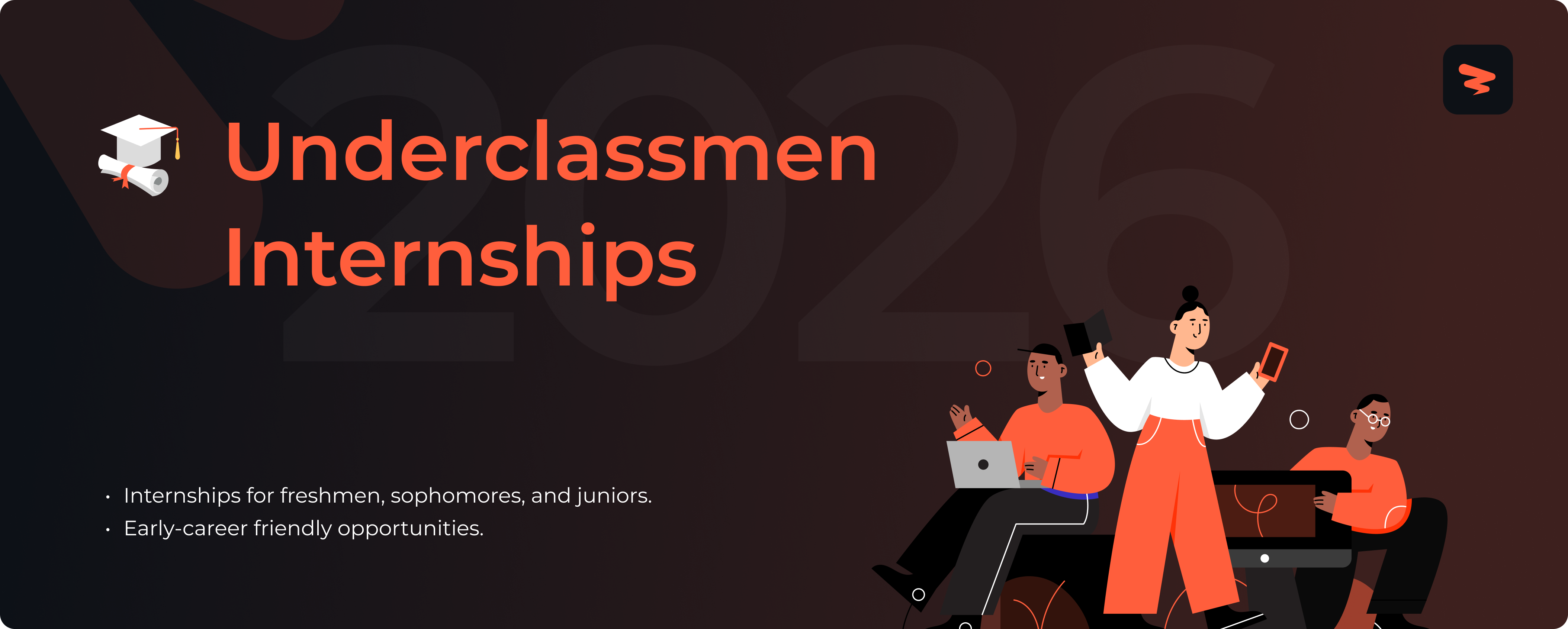 Underclassmen Internships - Illustration of people applying to internships together.